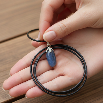 Collar cianita rodado plata 2-3 cm