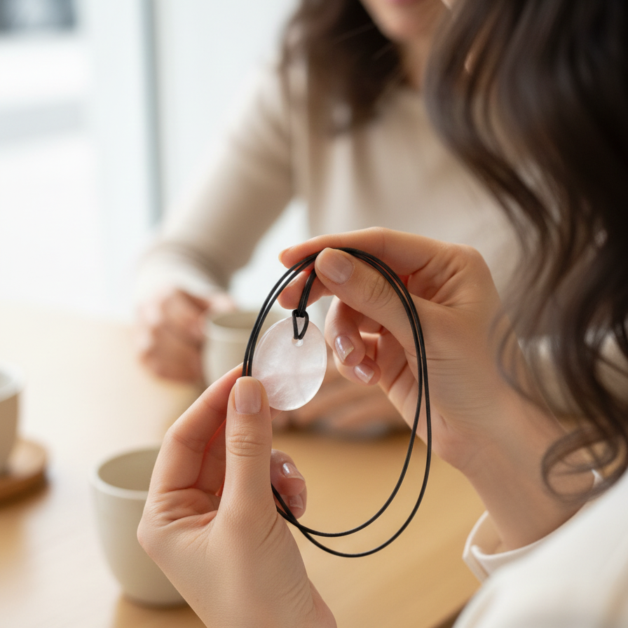 Collar cuarzo rosa pacificador 3-4 cm