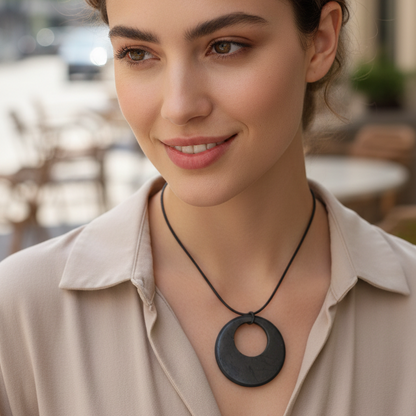 Collar Shungit Doble circulo 5 cm