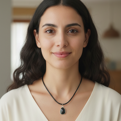 Collar turmalina negra facetado 2-3 cm