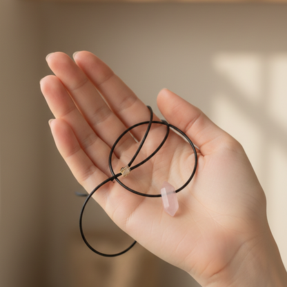 Collar punta cuarzo rosa 1,5 - 2 cm