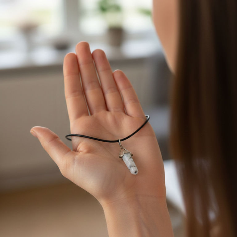 Collar piedra luna punta balancin 3-4 cm