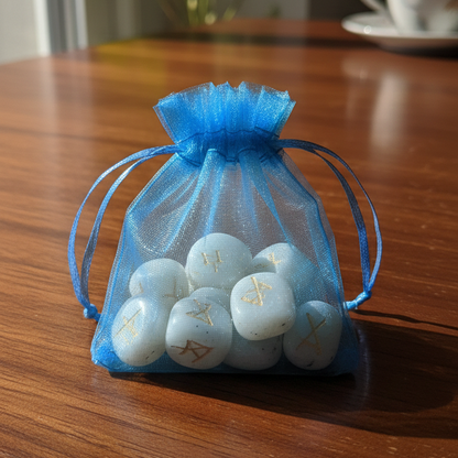 Juego Runas de piedra luna en bolsita