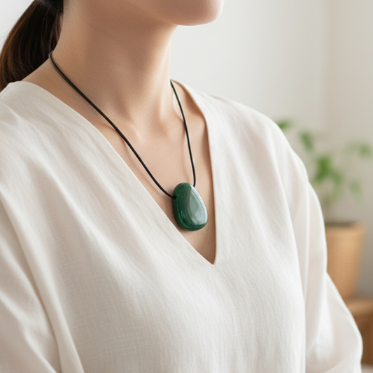 Collar aventurina verde perita 3-4 cm