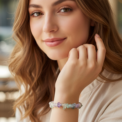 Pulsera fluorita chip ajustable