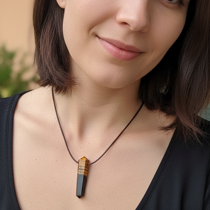 Collar ojo de tigre punta biterminada 3-4 cm