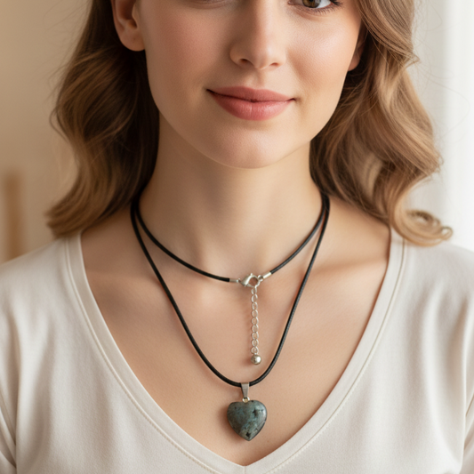 Collar labradorita corazón 2 cm