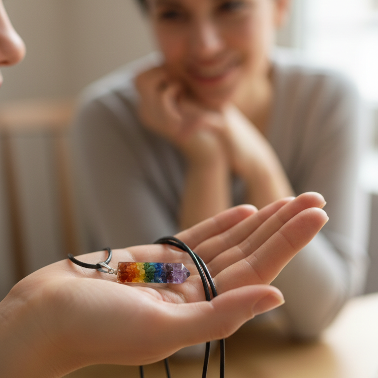 Collar 7 chakras punta orgonita 3-4 cm