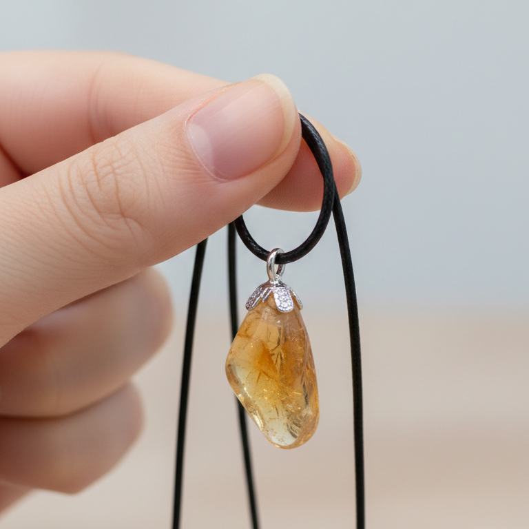 Collar citrino plata de ley rodado