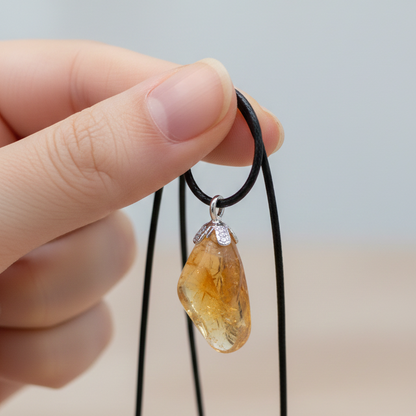 Collar citrino plata de ley rodado