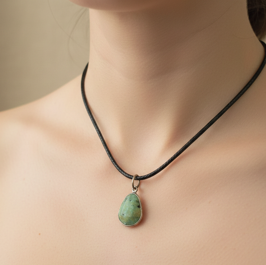 Collar crisoprasa tallada 1-2 cm