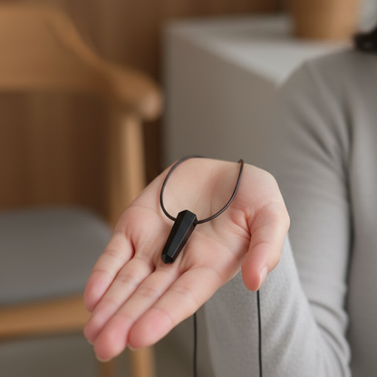 Collar obsidiana negra punta biterminada 3-4 cm