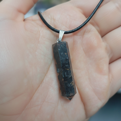 Collar turmalina negra punta orgonita 3-4 cm