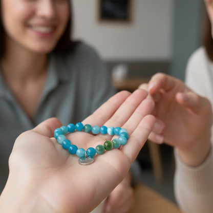 Pulsera agata azul bolas 6mm