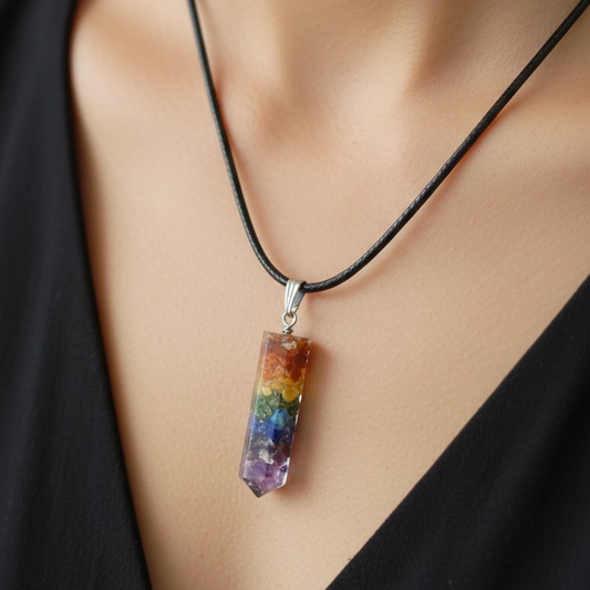 Collar 7 chakras punta orgonita 3-4 cm