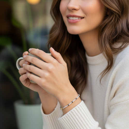 Pulsera cuarzo con turmalina negra bolas 2mm