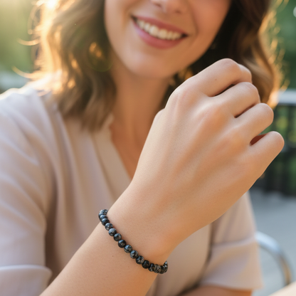 Claridad Mental (pulsera de obsidiana nevada bolas 4mm)