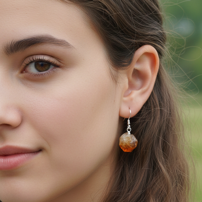 Pendientes citrino en bruto plata de ley