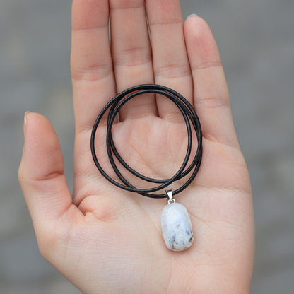 Collar piedra luna rodado 1-2 cm