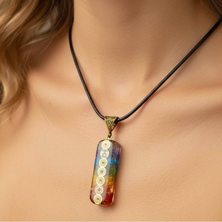 Collar 7 chakras orgonite con símbolos