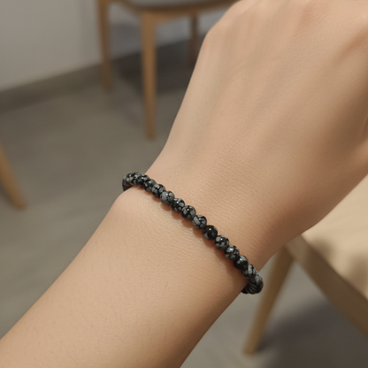 Claridad Mental (pulsera de obsidiana nevada bolas 4mm)
