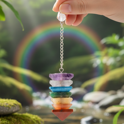 Pendulo 7 chakras piramide 3-4 cm