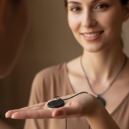 Collar shungit circulo simbolo triqueta 3 cm