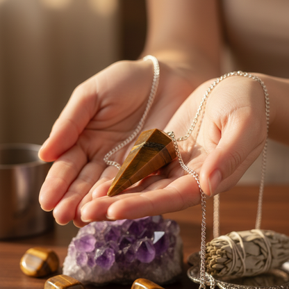 Pendulo ojo de tigre 3-4 cm