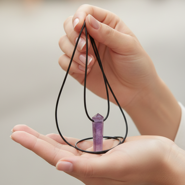 collar punta amatista biterminada 3-4 cm