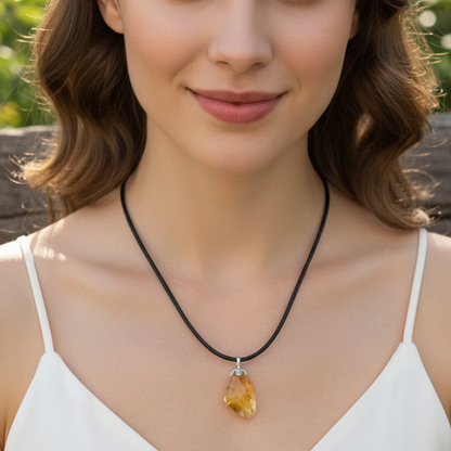 Collar citrino plata de ley rodado