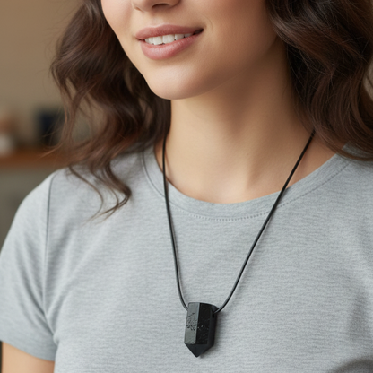 Collar turmalina negra punta grande 3-4 cm