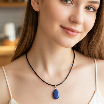 Collar lapislazuli lágrima 3-4 cm