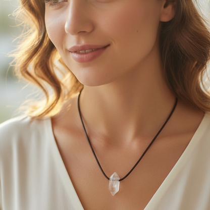 Collar Cuarzo Blanco punta mini 1 - 1,5 cm