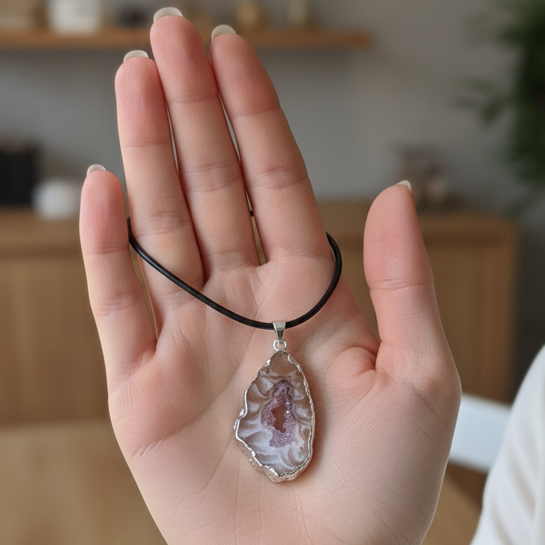 Collar ágata geodiño electrolítico 3-4 cm