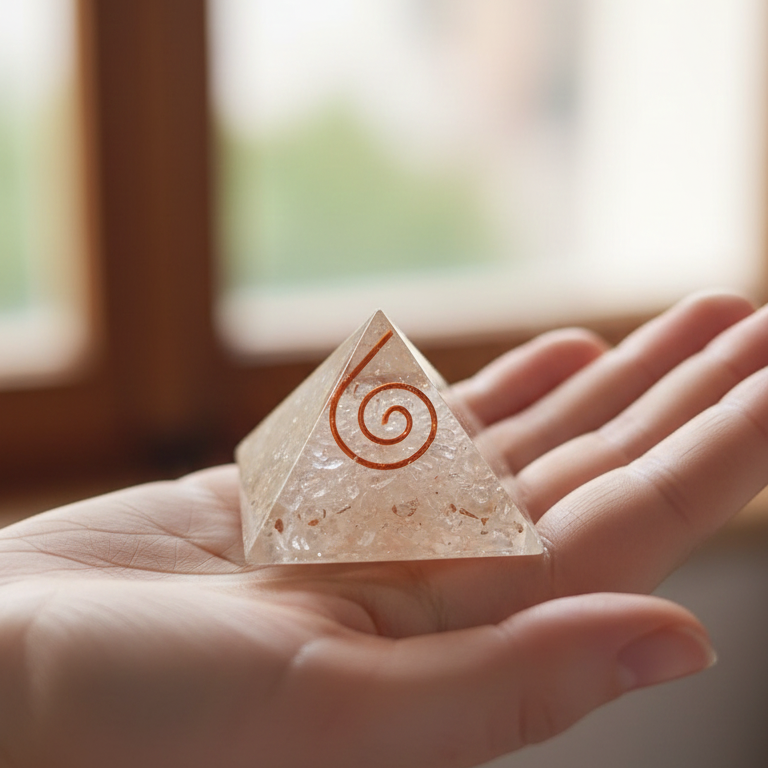 Piramide Cuarzo Blanco orgonita 3 cm