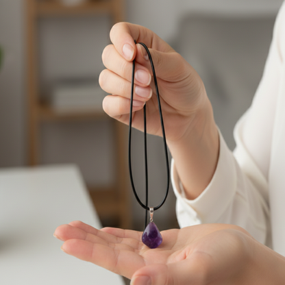 Collar amatista rodado 1,5 - 2 cm