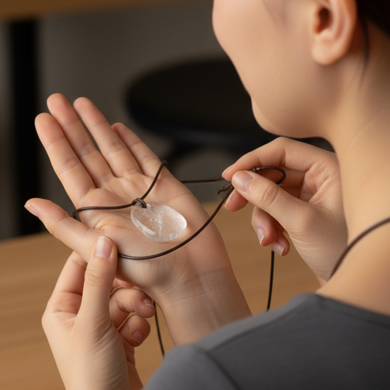 Collar Cuarzo Blanco pacificador 3-4 cm