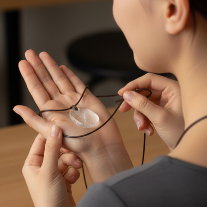 Collar Cuarzo Blanco pacificador 3-4 cm