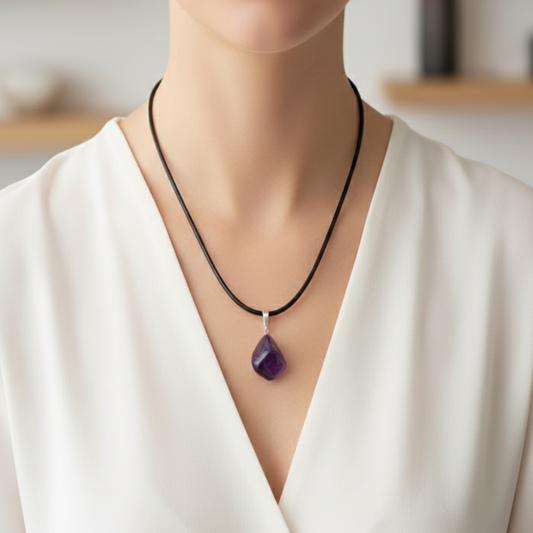 Collar amatista rodado 1,5 - 2 cm