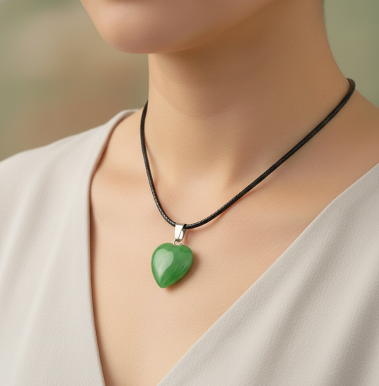 Collar jade verde corazón 2 cm
