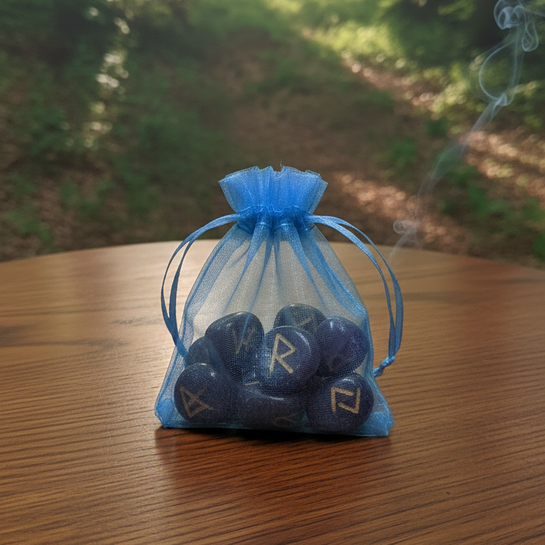 Juego Runas de amatista en bolsita