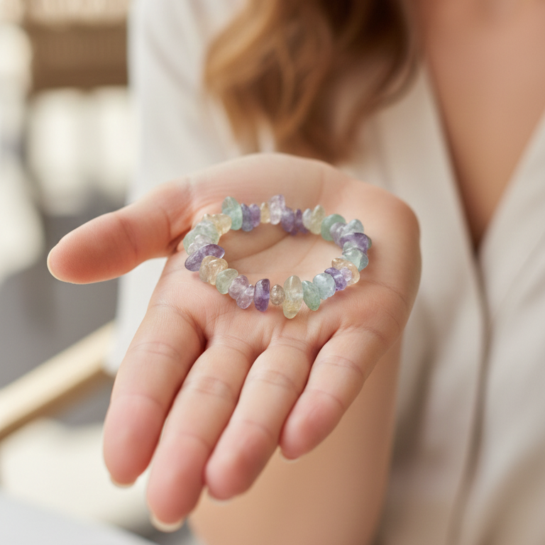 Pulsera fluorita chip ajustable