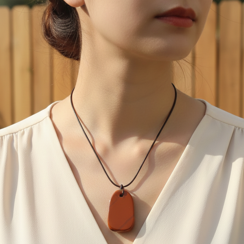 Collar jaspe rojo plano 3-4 cm