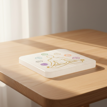 Placa recarga selenita 7 chakras 8 cm