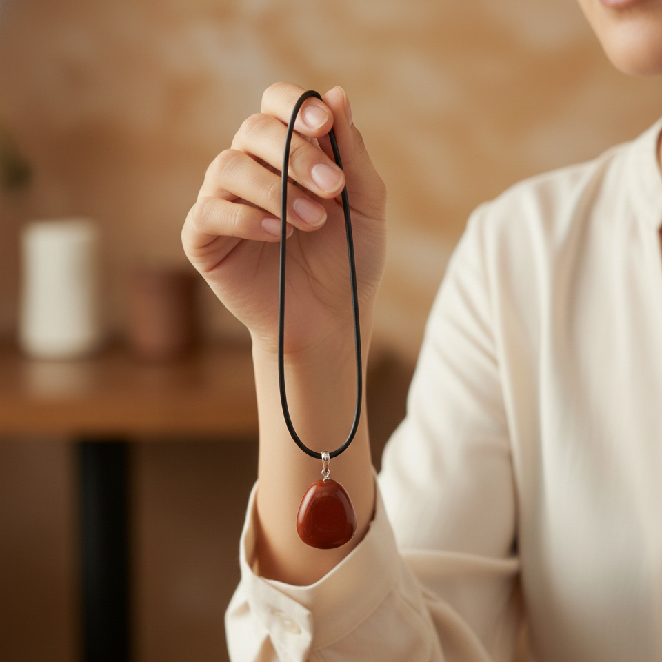 Collar jaspe rojo rodado 1,5 - 2 cm