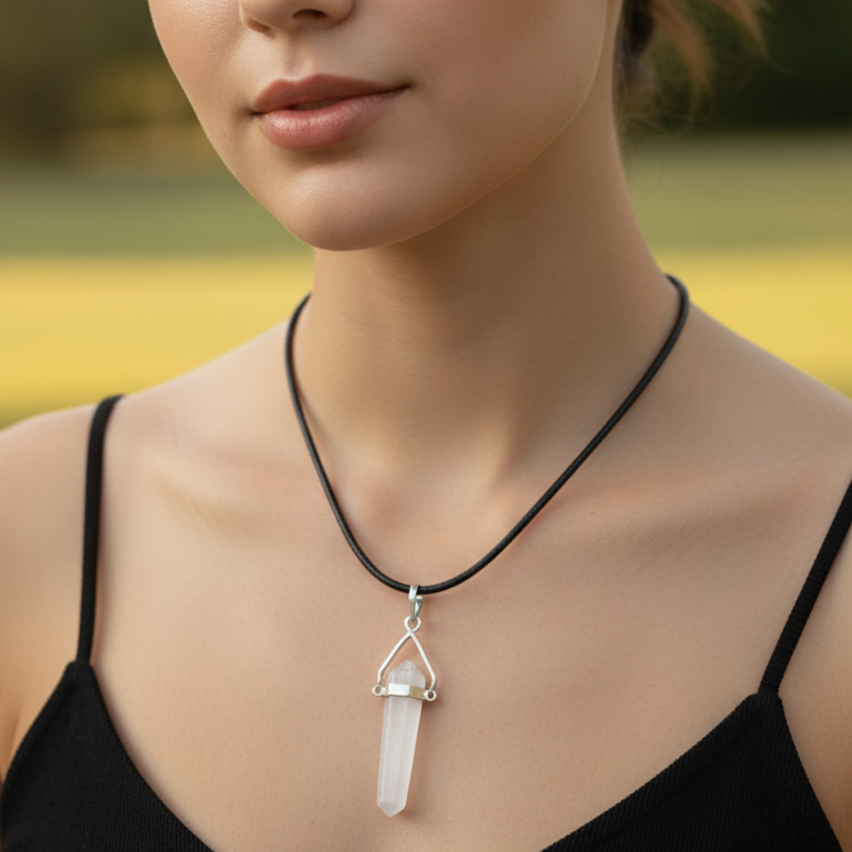 Collar selenita punta biterminada 3-4 cm