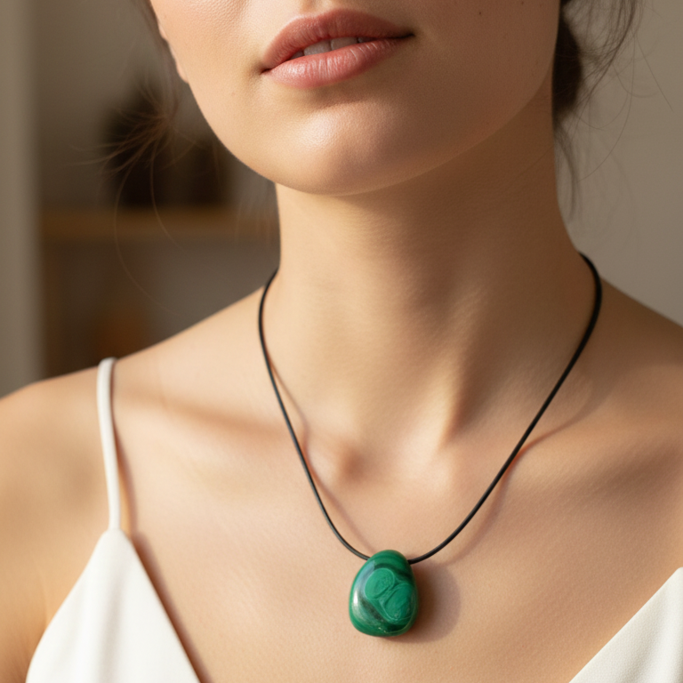 Collar malaquita perita 3 cm