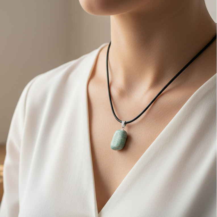 Collar amazonita rodado 1,5 - 2 cm