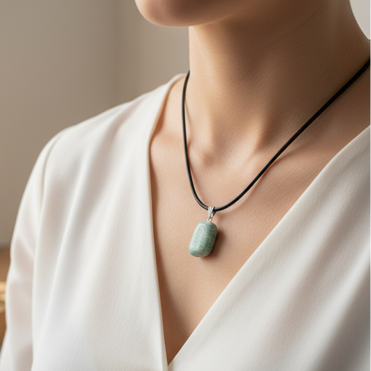 Collar amazonita rodado 1,5 - 2 cm