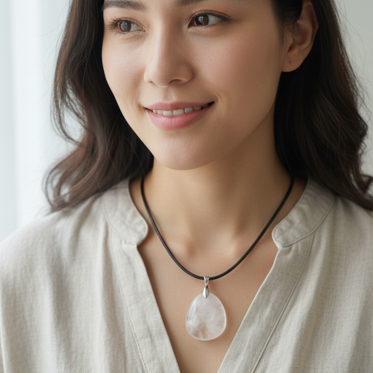 Collar Cuarzo Blanco plano 3-4 cm